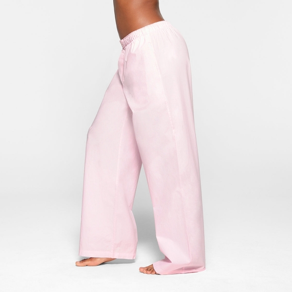 NWT SKIMS COTTON POPLIN SLEEP PANTS IN BABY PINK - Picture 3 of 9